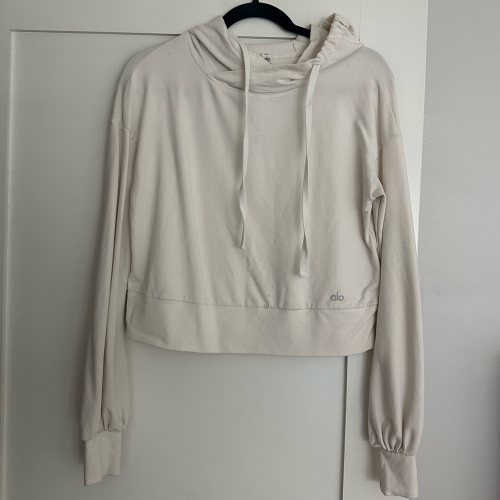 alo yoga cream soft hoodie